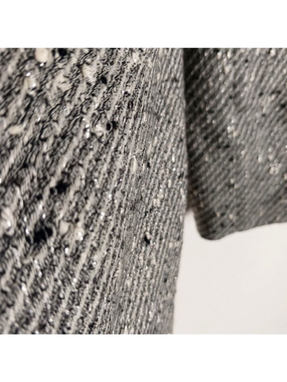 Mimmina Italy Tweed Sparkle Skirt Suit Set Womens 10 Gray Career Vintage Blazer - Picture 10 of 16